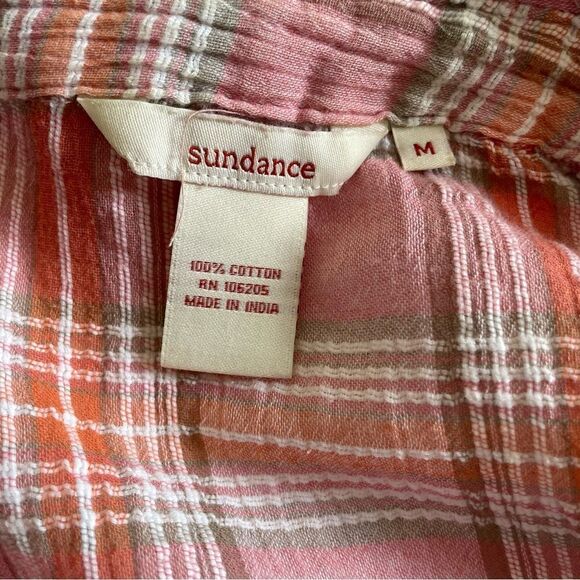 Sundance Plaid V-Neck Pleated Popover Top - Picture 7 of 7